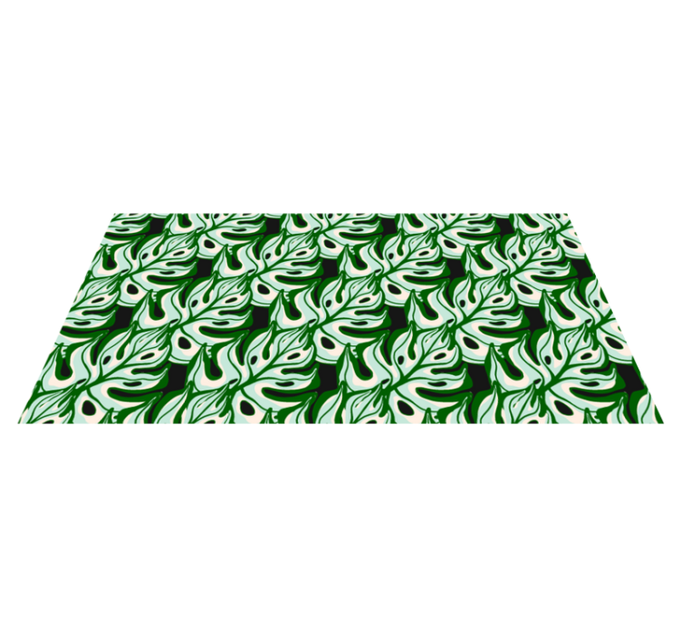 Floral vinyl rug with bold black and green blooms - TenStickers