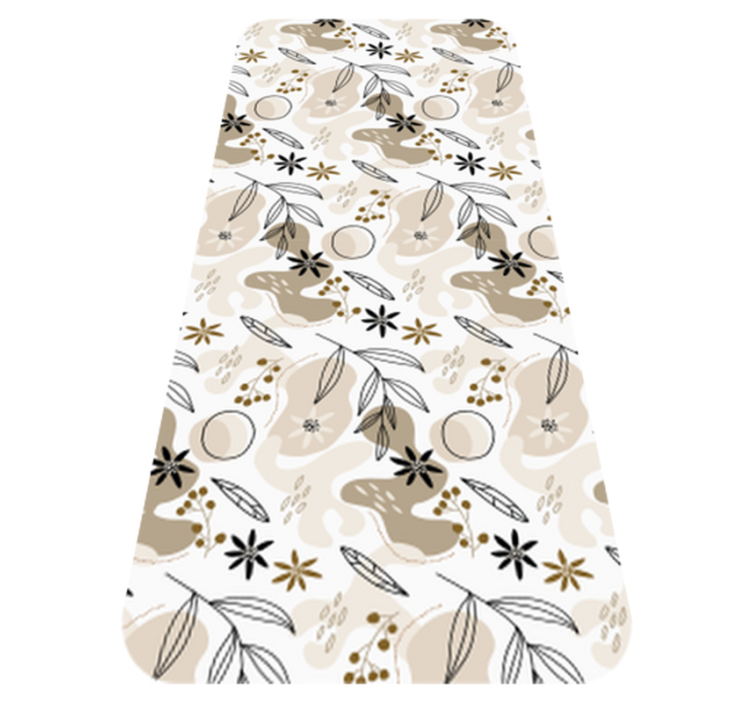Floral vinyl rug with stylish pink and beige leaves - TenStickers