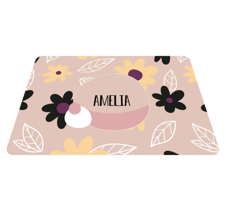 Floral vinyl rug with vibrant flowers on beige - TenStickers