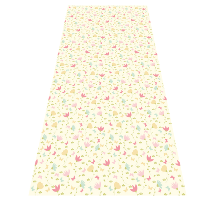 Flowers and butterflies floral vinyl rug - TenStickers