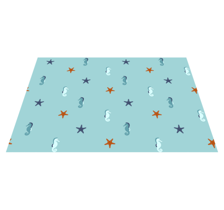 Floral vinyl rug with seahorse and starfish design - TenStickers