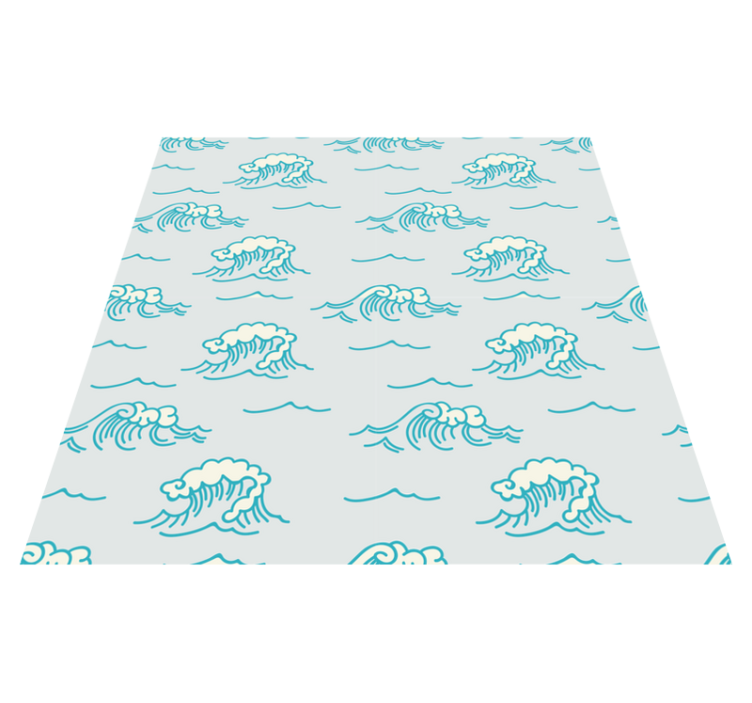 Floral vinyl rug with wave pattern design - TenStickers