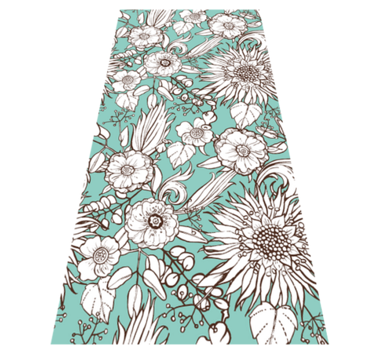 Floral vinyl rug with blooming screen design - TenStickers
