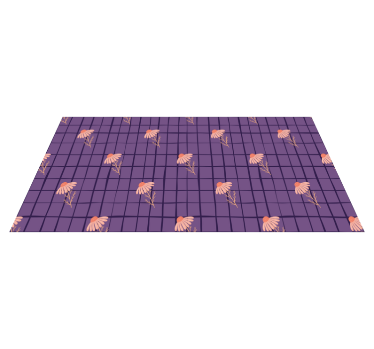 Purple floral motif floral vinyl rug - TenStickers