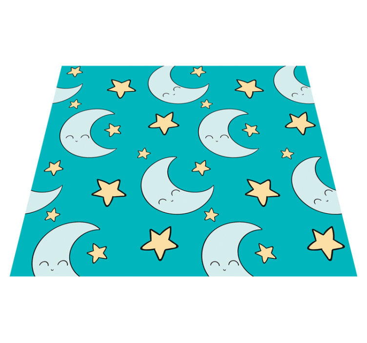 Star vinyl rug with cheerful blue moons - TenStickers