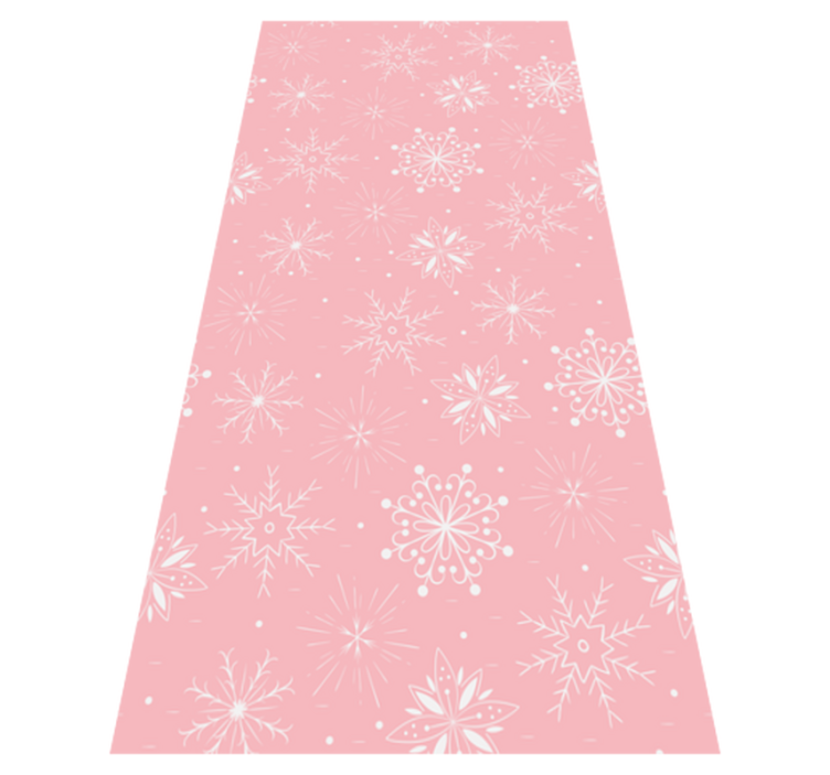 Christmas vinyl rug with white snowflakes on pink - TenStickers