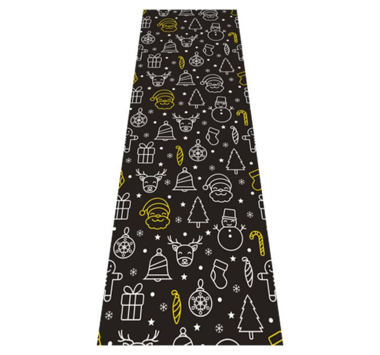 Christmas vinyl rug white and yellow pattern on black - TenStickers