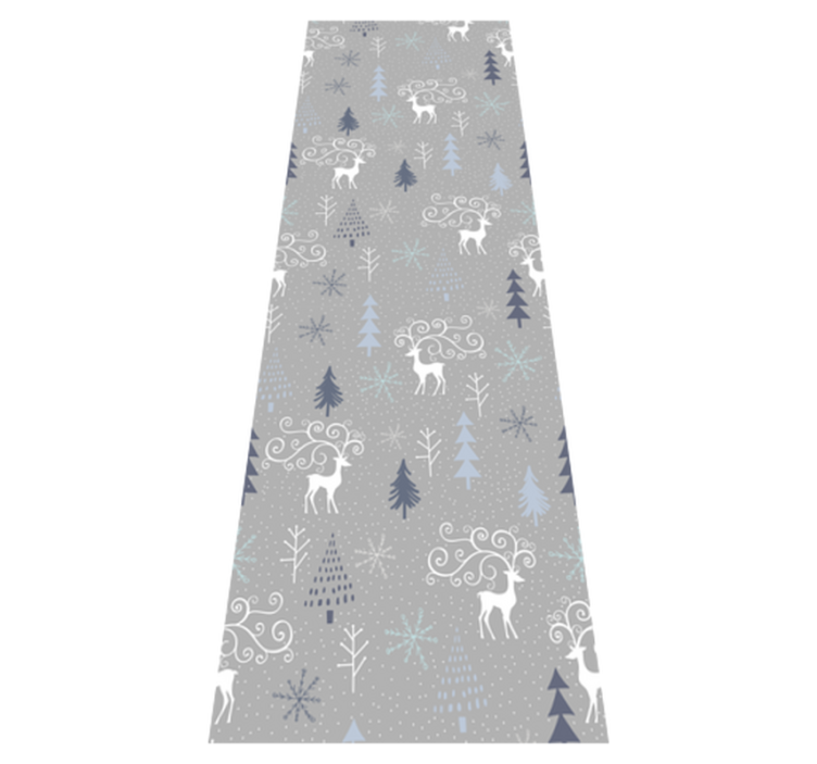 Christmas vinyl rug with white reindeer and trees - TenStickers
