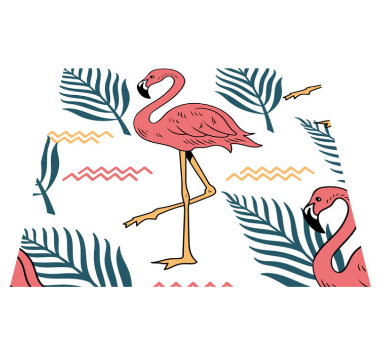 Tropical leaves and flamingos bedroom vinyl rug - TenStickers