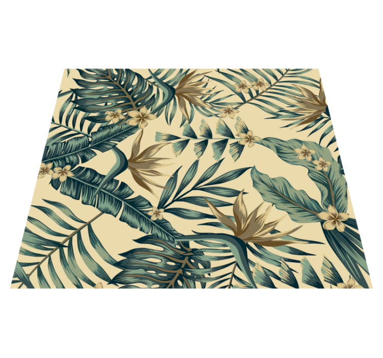 Bedroom vinyl rug with tropical leaves design - TenStickers