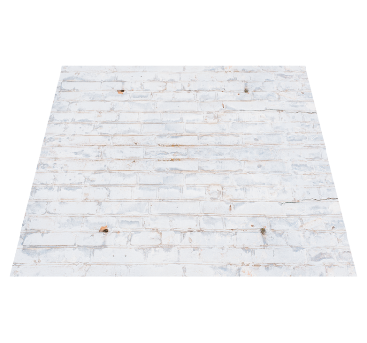 Bedroom vinyl rug in white brick pattern with wear - TenStickers