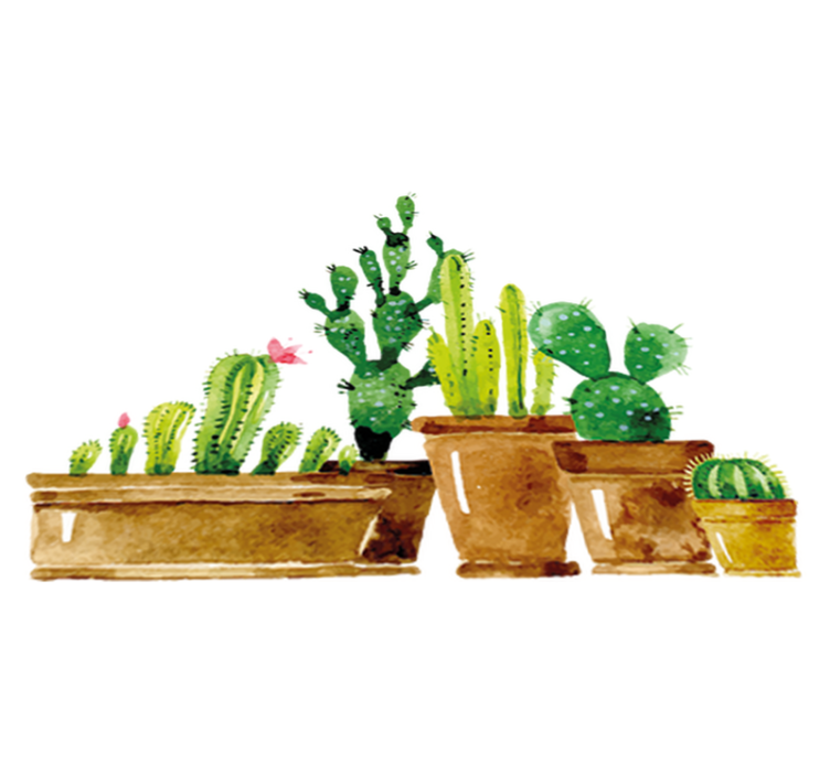 Floral vinyl rug with diy cactus garden design - TenStickers