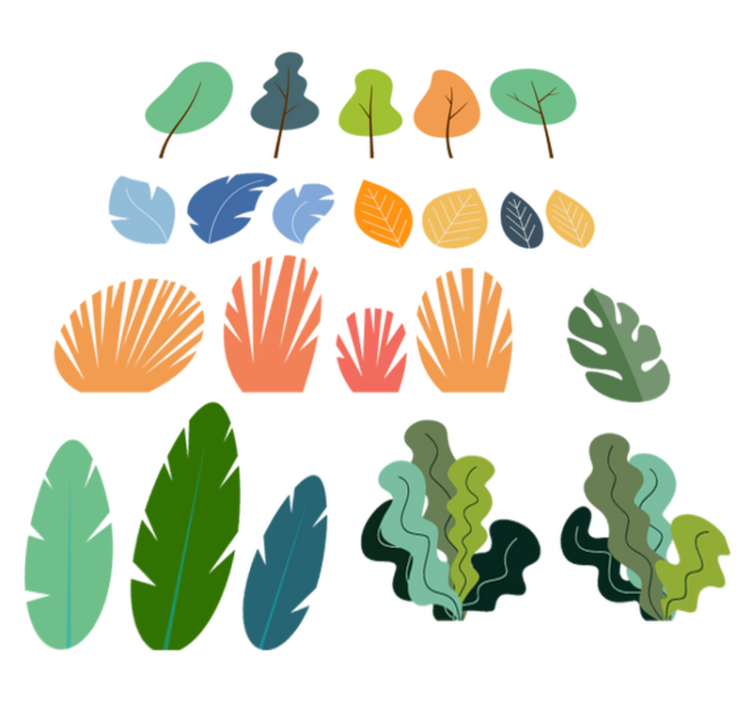 Floral vinyl rug with tropical plant leaves design - TenStickers