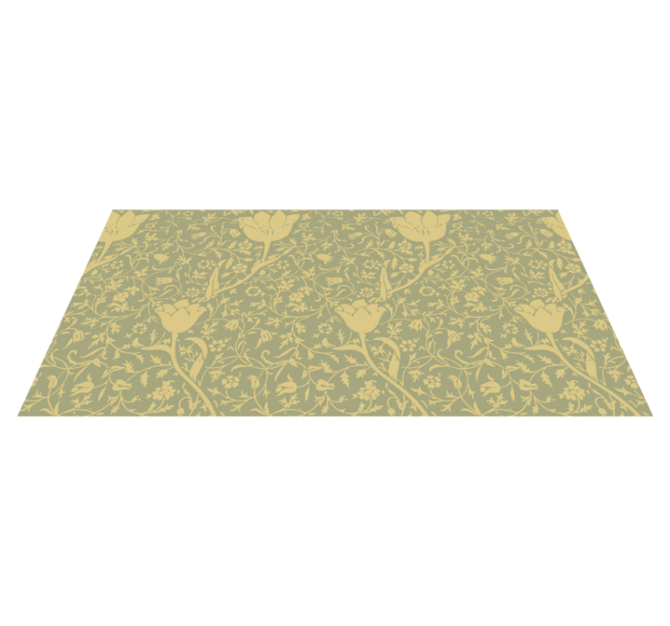 Floral vinyl rug with subtle gold and green pattern - TenStickers