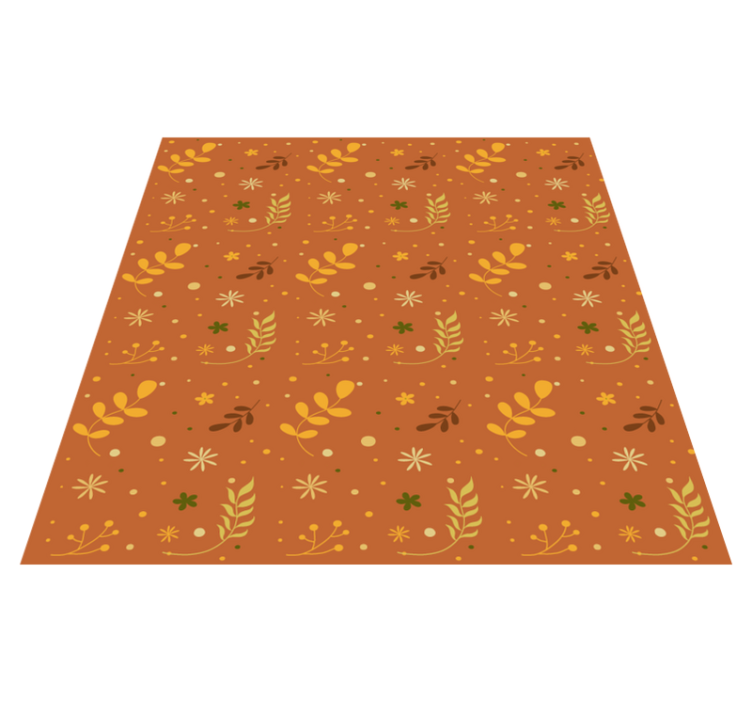 Floral vinyl rug with orange leaf tones design - TenStickers