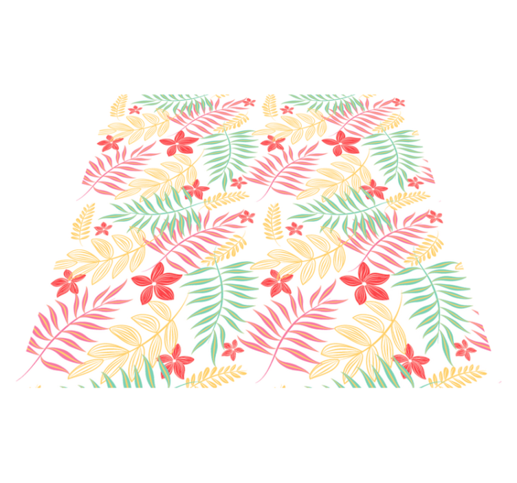 Floral vinyl rug with neon leaves pattern - TenStickers