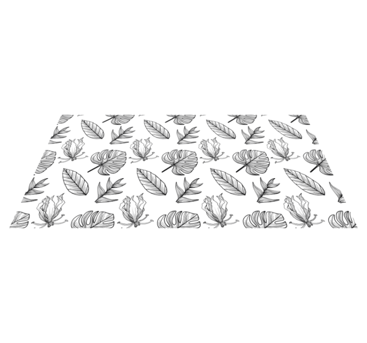 Floral vinyl rug with monochrome tropical leaves - TenStickers