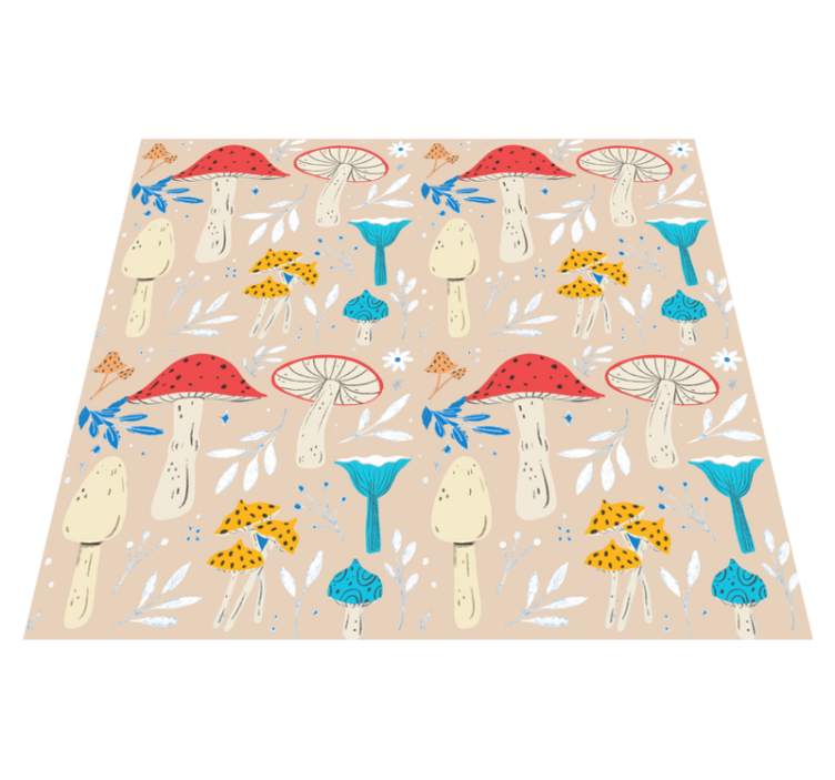Floral vinyl rug with classic mushroom beige background - TenStickers