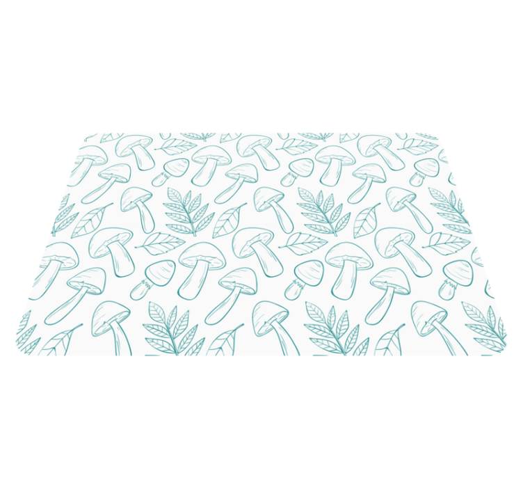 Floral vinyl rug with white and light blue mushrooms - TenStickers