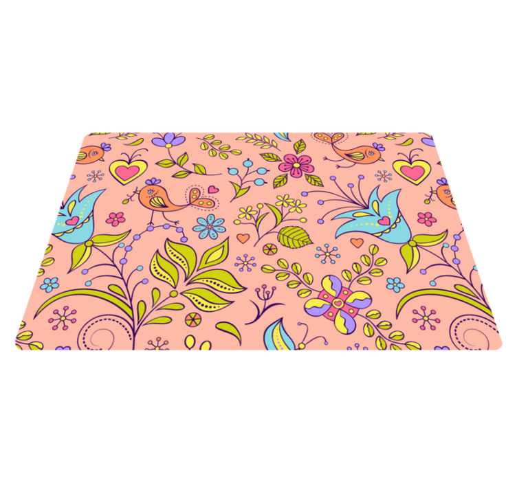 Floral vinyl rug with bird and butterfly design - TenStickers