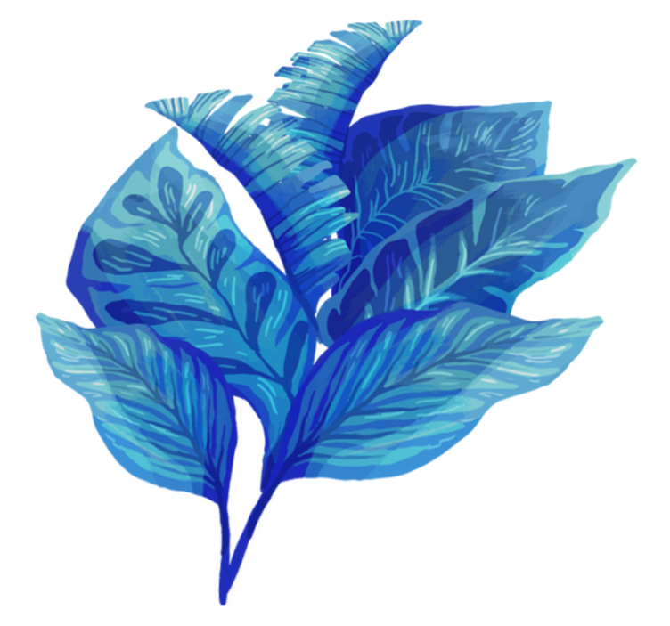 Floral vinyl rug in blue leaf arrangement - TenStickers