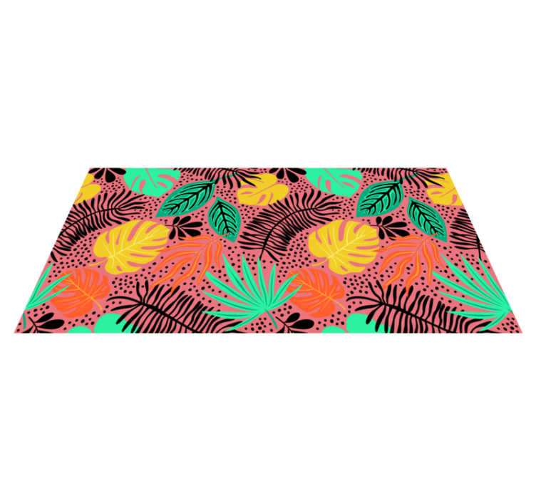 Floral vinyl rug with vibrant leaf patterns - TenStickers