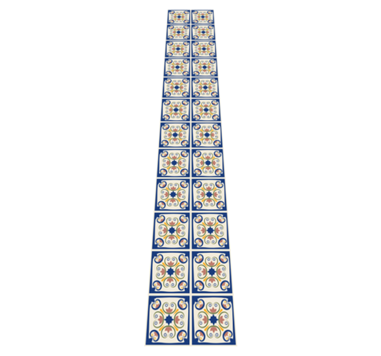 Kitchen vinyl rug with pink flowers portuguese tile - TenStickers
