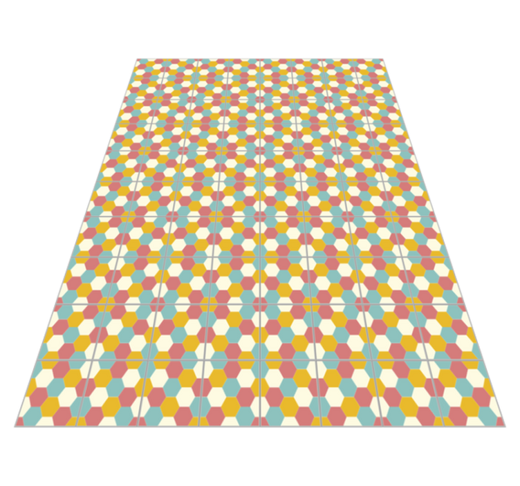 colorful hexagons geometric vinyl rug - TenStickers
