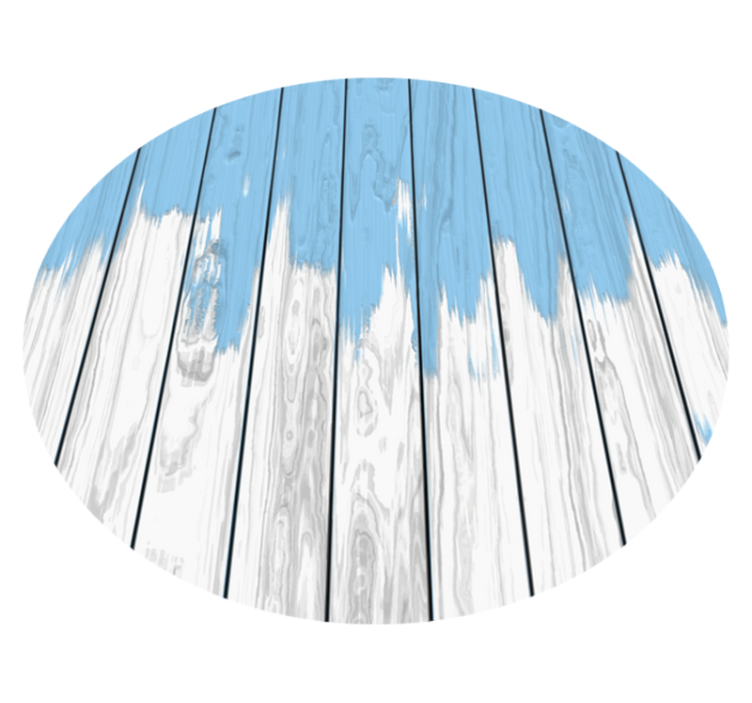 Round white and blue wood vinyl carpet - TenStickers