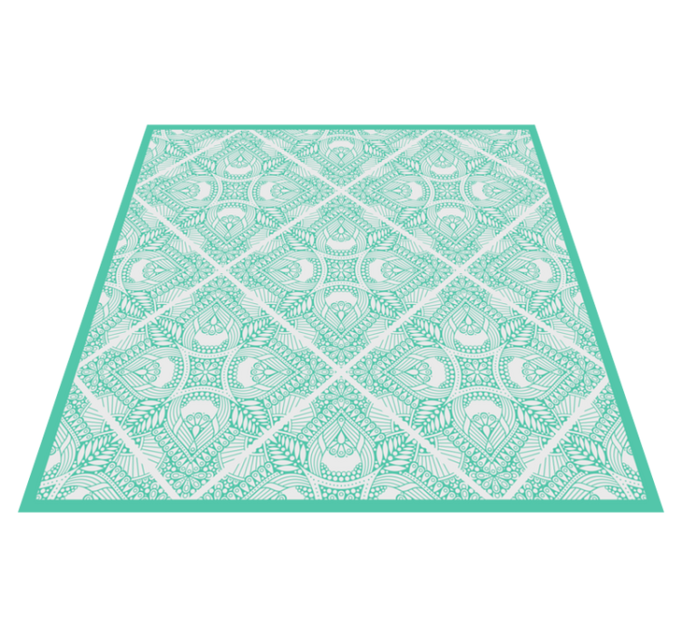Ornamental draw tile vinyl bedroom rug - TenStickers