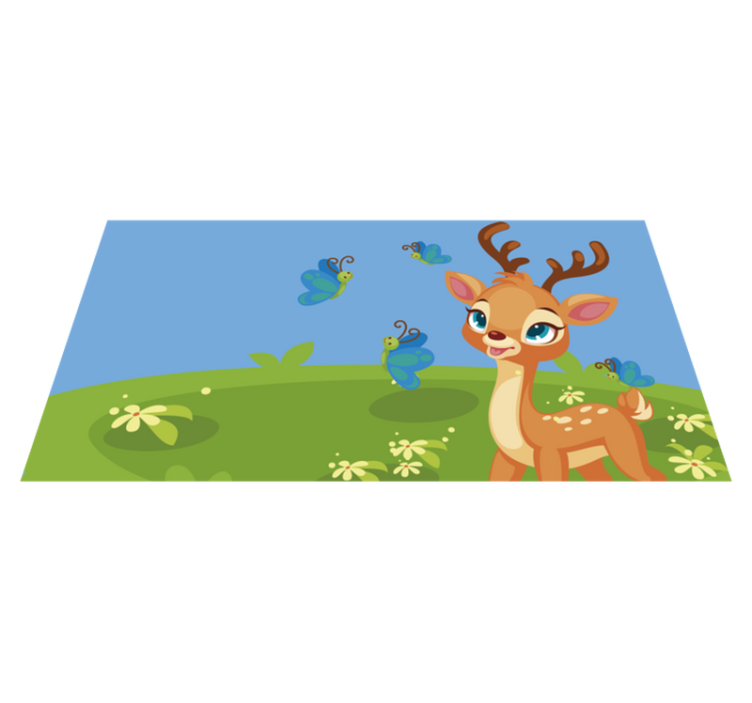 Fawn Meadow Scene kids vinyl rug - TenStickers