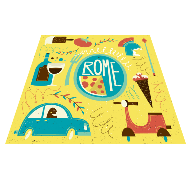 Rome Theme Illustration alphabet vinyl rug - TenStickers