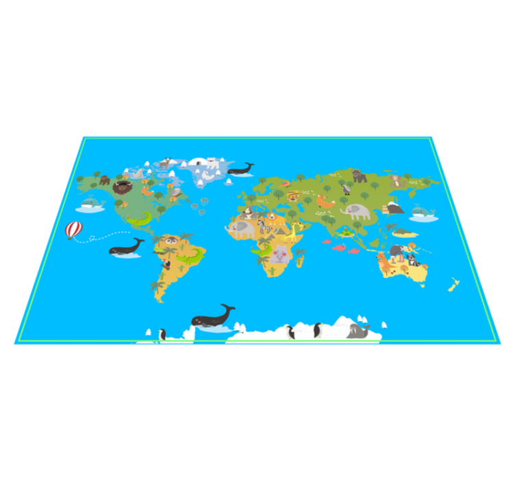 Animal World Map vinyl rug - TenStickers