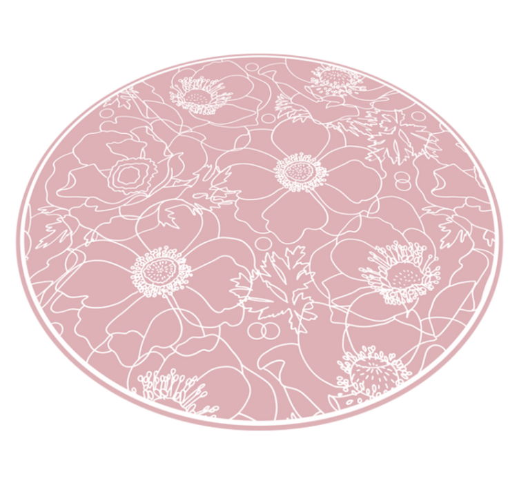 Floral Outline Motif floral vinyl rug - TenStickers