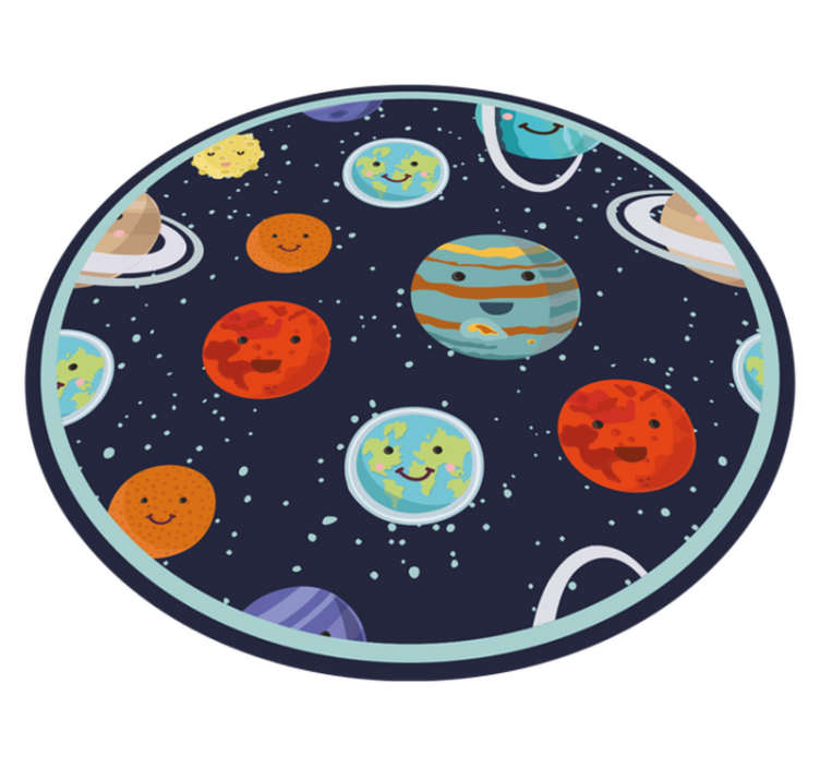 Smiling Planets Circle kids vinyl rug - TenStickers