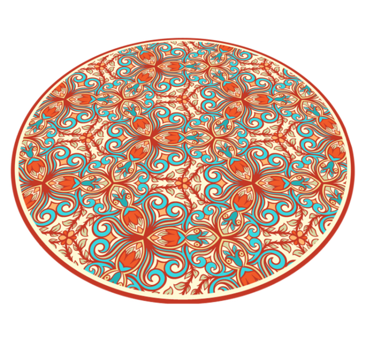 blue and orange ornaments tile carpet - TenStickers