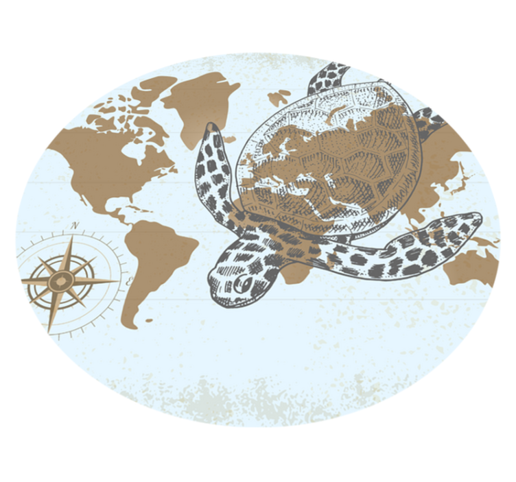 Turtle map  animal vinyl rug - TenStickers