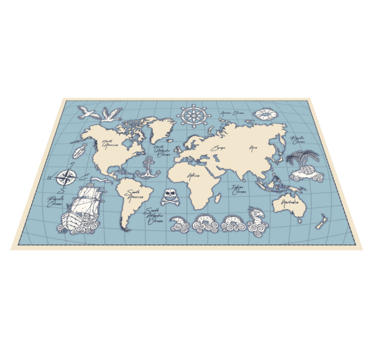 Nautical World Map world map vinyl rug - TenStickers