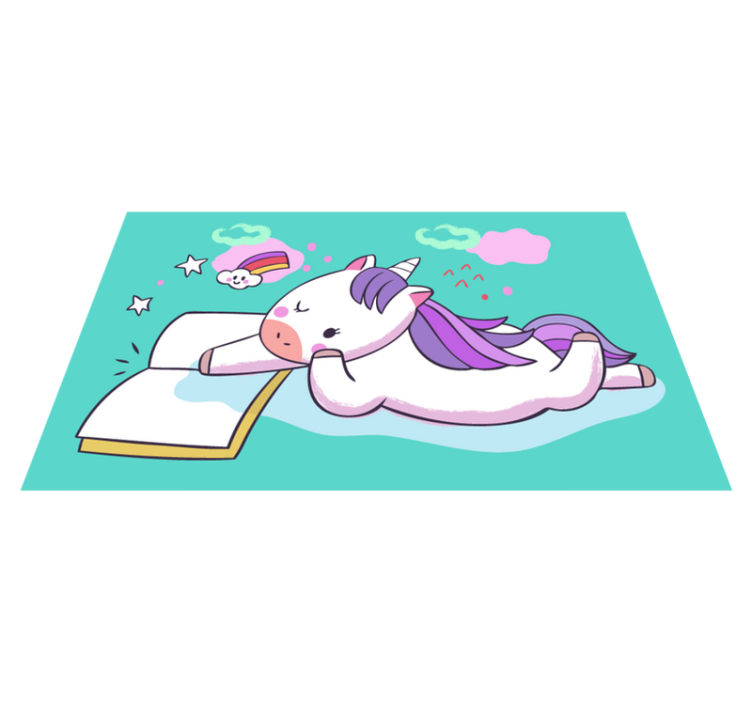 Reading Unicorn kids vinyl rug - TenStickers