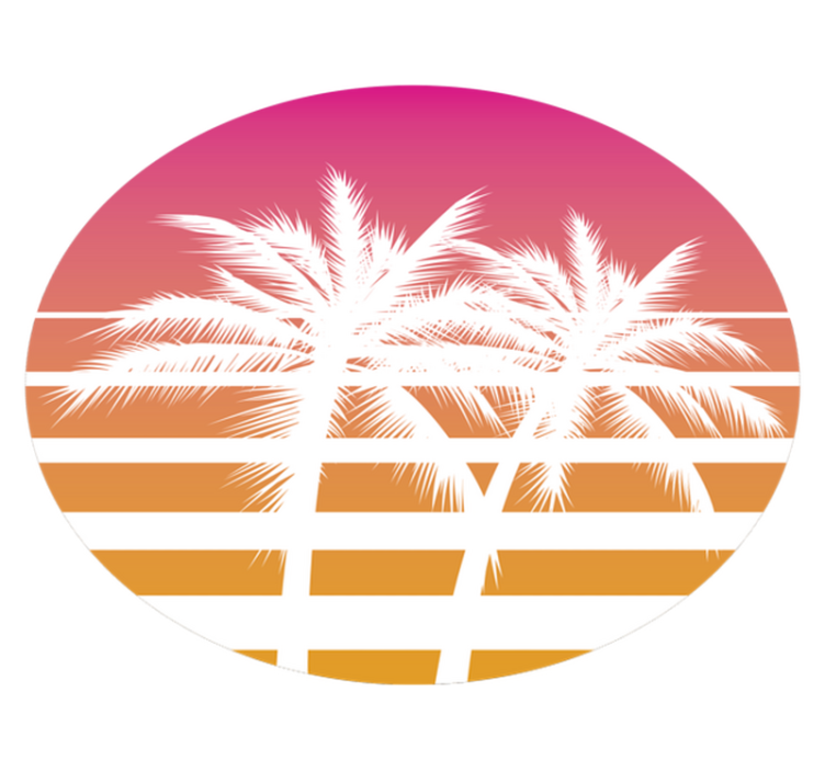 Tropical Sunset Palms floral vinyl rug - TenStickers