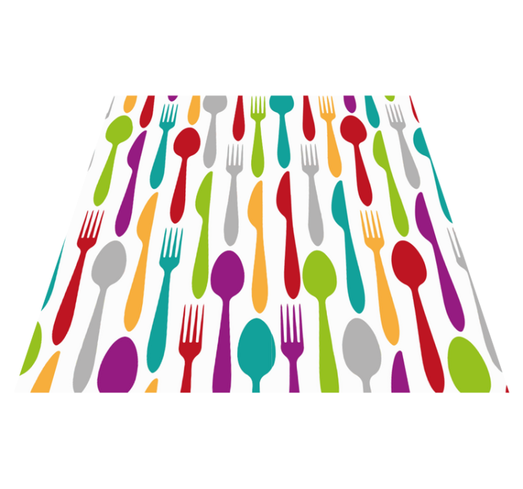 Eating utensils kitchen floor tiles - TenStickers