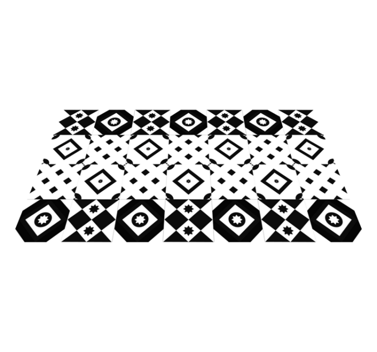 Monochrome geometric shapes kitchen vinyl rug - TenStickers