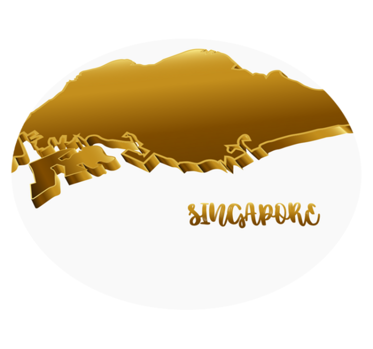 Singapore golden map world map rug - TenStickers