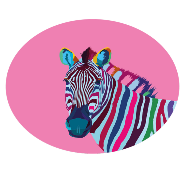 Colorful Zebra Portrait animal vinyl rug - TenStickers