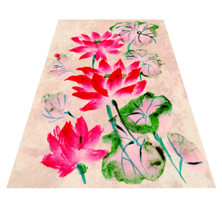 Lotus watercolor floral vinyl rug - TenStickers