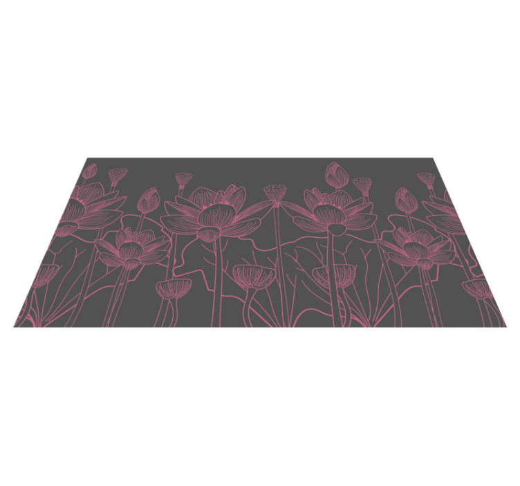 Lotus grey and pink floral vinyl rug - TenStickers