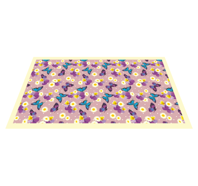 Pink polka dot butterfly animal rug - TenStickers