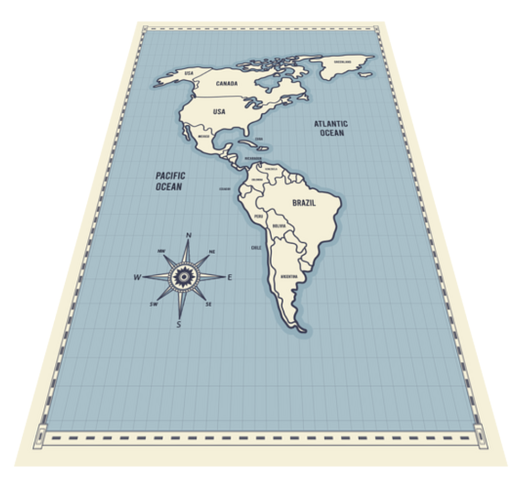 Map of Americas world map vinyl rug - TenStickers