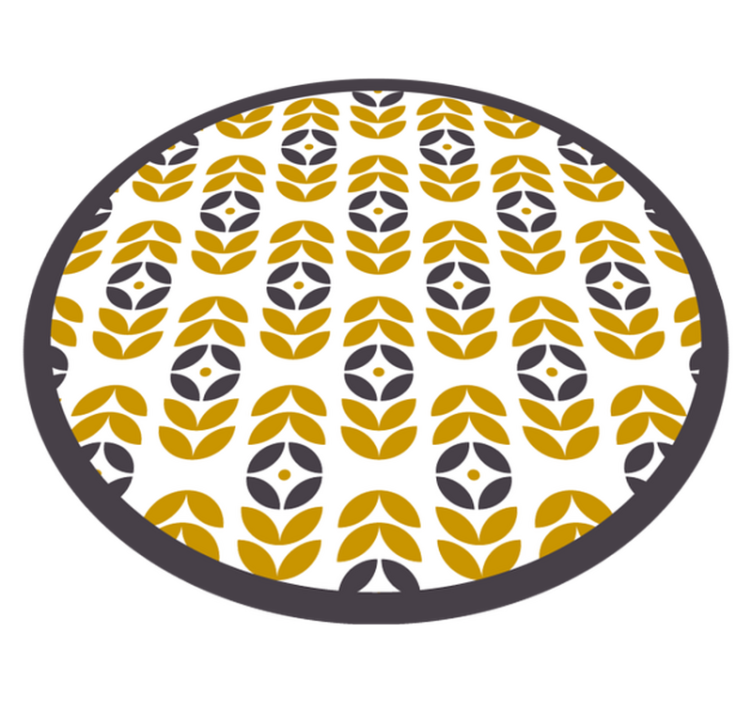 Stylish Leaf Pattern circular vinyl rug - TenStickers
