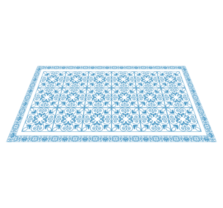 Azure Botanical Elements kitchen vinyl rug - TenStickers